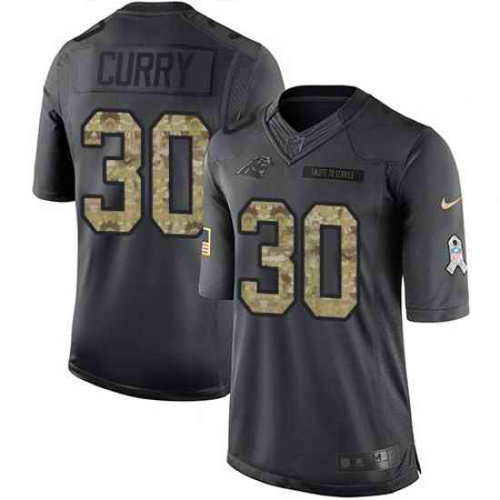 Nike Panthers #30 Stephen Curry Black Mens Stitched NFL Limited 2016 Salute to Service Jersey